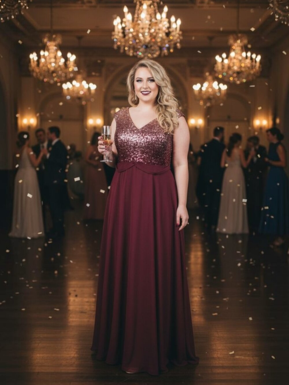 Ever Pretty Sequin Maxi Dress in Burgundy Size 20 New